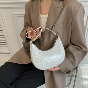 Kstyle Women Fashion Elegant Classy Vintage Crocodile Embossed Premium PU Leather Travel Outing Top-handle Bags Curved Shoulder Bag Beg Wanita Lawa - 9737