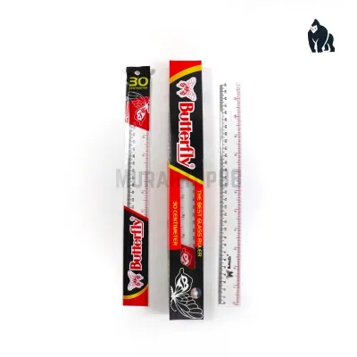 [PER PCS] Penggaris Plastik 30 cm Butterfly / Garisan Plastic Mika Premium / Glass Ruler