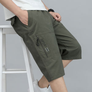 Mens Cotton Cargo Shorts Relaxed Fit Hiking Shorts Summer Elastic Waist Sweat Short Running Bermuda Shorts Gym Shorts
