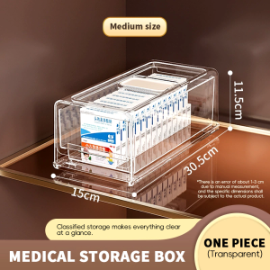 【SG STOCK】Acrylic Stackable Medicine box Organizer Family Drawer Type Large Capacity Multi-Layer Emergency First Aid Box