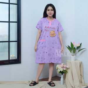 Baju tidur daster kaos wanita standart kancing 3 kantong 1 bb / 70kg babbydoll bahan kaos tebal POOH