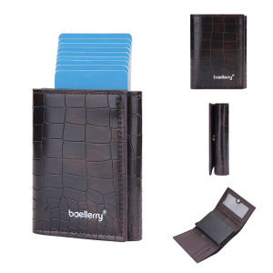 Baellerry Dompet Uang dan Kartu Lontar RFID D9213 Bahan Kulit PU Tebal Tampilan Kilat