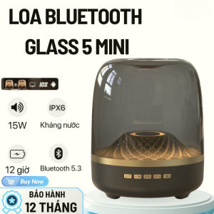 Loa Bluetooth GLASS-5 Speaker Siêu bass HIFI 128 màu PinTTrâu15H Công Suất Loa 30W