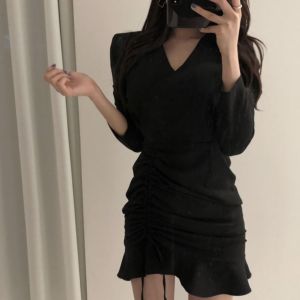 Girls Hub Women Dress Fitting Long Dress Ladies Long Skirt Midi Long Dres Slim Skirt Black Dress 连衣裙 連身裙 顯瘦連衣裙