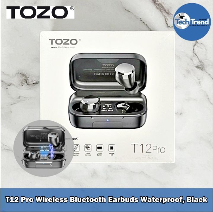 (TOZO) T12 Pro Wireless Bluetooth Earbuds Waterproof, Black | Lazada PH