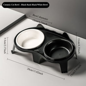 LDECO Double Ceramic Pet Bowl for Dogs & Cats | Food & Water Dual Purpose Cat Feeder | BPA-Free Easy-Clean