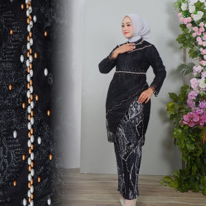 Kebaya Tunik Brokat Payet Terbaru Pesta Kondangan Remaja Modern Terbaru Sintia Burgundy Jumbo