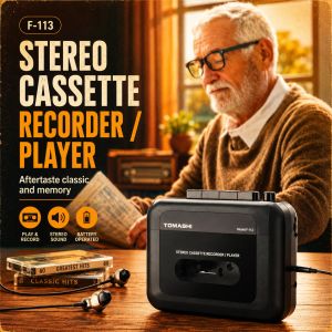🔥 SG Seller 🔥 TOMASHI Portable Walkman Cassette Player & Recorder Retro Tape Music Player Black Colour with Earphones