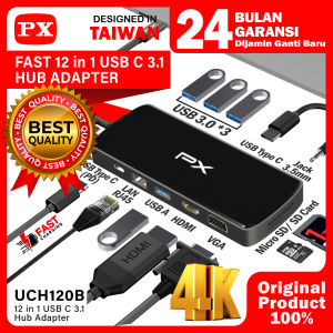 Type C 3.1 Hub Converter to HDMI USB 3.0 SD TF 12 in 1 PX UCH120B