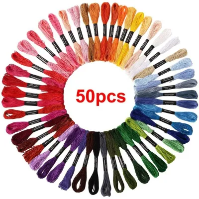 200/150/100/50 Skeins of Multicolored Yarn for Cross Needle Embroidery Crocheting Ready Stock