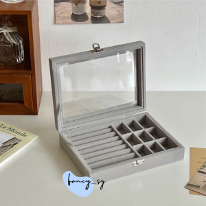 Jewelry Glass Display Organizer Collection Organizer For Storage Necklaces Bracelets Earrings Rings Women Girls Men