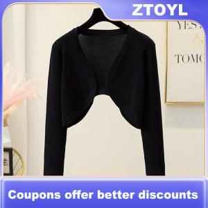 【ZTOYL】 Women Shrugs Solid Elegant Breathable Leisure Cardigans Korean Style All-match Shawl Tops