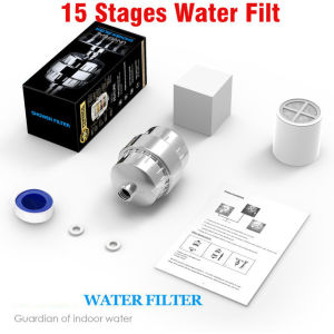 15 Stage Activated Carbon Shower Water Filter Water Filtration for Bathroom Shower Chlorine Removal Reduce Dry Itchy Skin