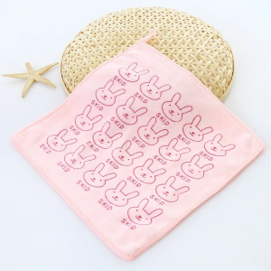 1Pc Rabbit Towel Cute Superfine Fiber Kid Bath Towel Washcloth Square Towel Children Kitchen Bathroom Wipe  Wash Cloth Gift