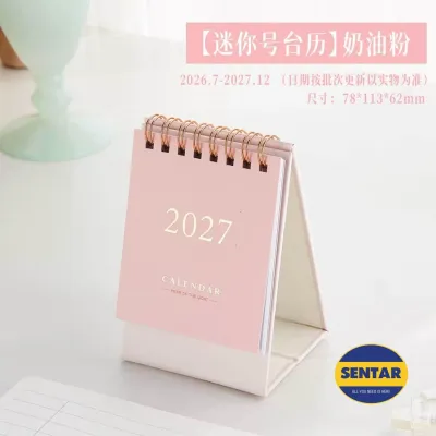 100%Ready Stock🇲🇾 2027 Peach Colour Calender [2026July-2027Dec] Kraft Paper Table Desk Daily Planner 4Size(MiniSML)