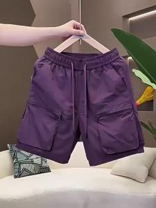 ins large size wide leg cargo shorts with pocket for girls women Korean style high-waisted loose overallsA88