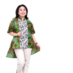 Blouse Big Size Wanita Atasan Batik Jumbo LD 140 L-XL-2L-3L-4L-5L-6L-7L Model Blus Jumbo Kerja Batik / Blus Batik Big Size Formal Kantor