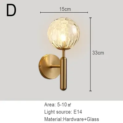 Modern Ball Wall Lamp Mid-century Glass Shade Wall Sconces Indoor Wall Light Brass Brushed Gold Retro Sconces Lighting Fixtures For Bedroom Living Room Hallway Stairs