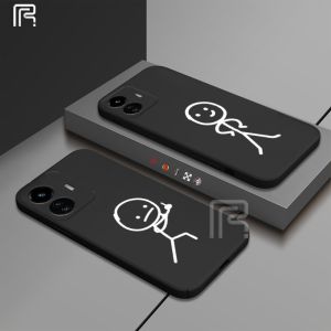 (Lokal Ready) Casing hp Realme C53 C51 C55 C33 C30 C31 C30S C35 Realme10 9i 8i 7i 5i 6i C2 C21Y C11 2021 C20 C25Y C17 C3 C12 C15 Karakter Garis Lucu Imut Soft Tpu Tepi Lurus Couple Case Sarung Couple Softcase