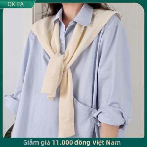 QK FA ✨ Hàn Quốc dệt kim khăn choàng máy lạnh phòng nữ áo vai giả cổ áo CAPE thắt nút khăn màu rắn cổ bảo vệ scarve
