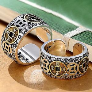 Nhẫn Mở Đồng Xu Bằng Đồng Cổ Điển Trung Quốc Cho Nam Nữ Nhẫn Tỳ Hưu Phong Thủy Nhẫn May Mắn Giàu Có Bùa Hộ Mệnh Trang Sức Ngón Tay Bán Buôn