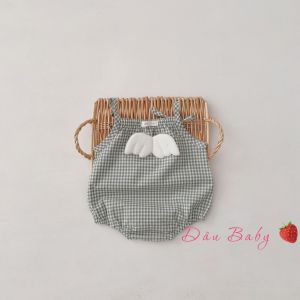 Bộ 2 Dây Liền Quần Bộ Body Suit Cho Bé Gái Caro Đám Mây Xinh Xắn