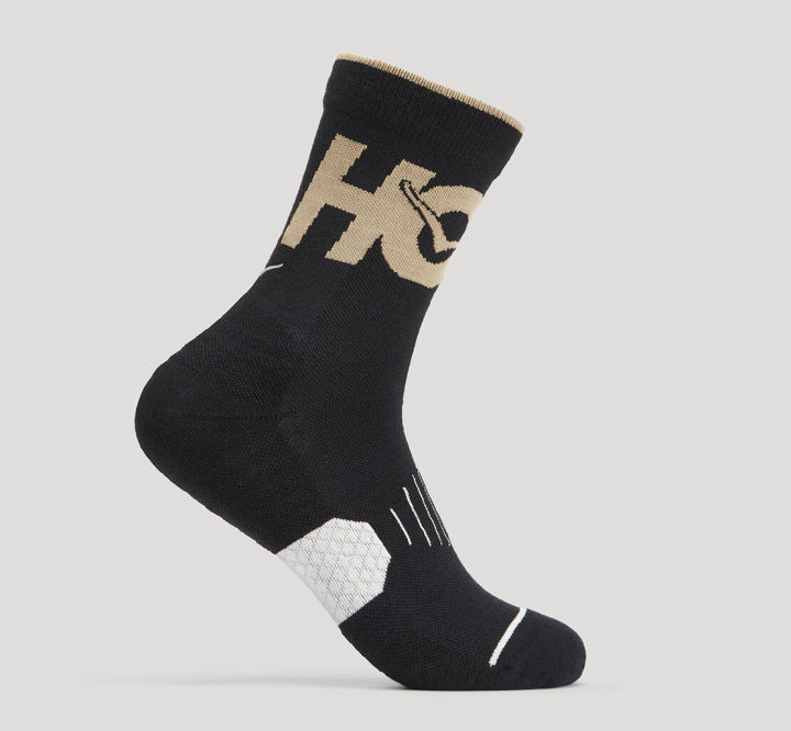 Hoka Crew Run Sock All Gender Anthracite Dune Polyester