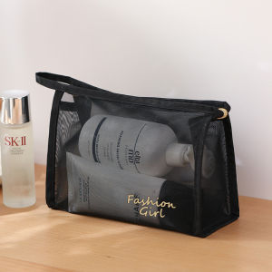 Mesh Travel Cosmetic Bag Organizer Women Transparent Makeup Storage Bag Washbag Toiletries 化妆包