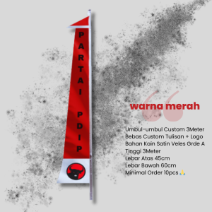 Umbul Umbul Custom Desain Tulisan + Logo (PREMIUM)