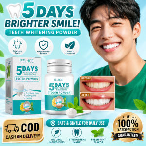 EELHOE 5 Hari Bubuk Teeth Whitening Powder Pemutih Gigi Pasta Gigi Alat Gigi Putih Gigi Bersih Kebersihan Mulut Sikat Menghilangkan Noda Pemutih Gigi Bubuk Mutiara Putih 50G