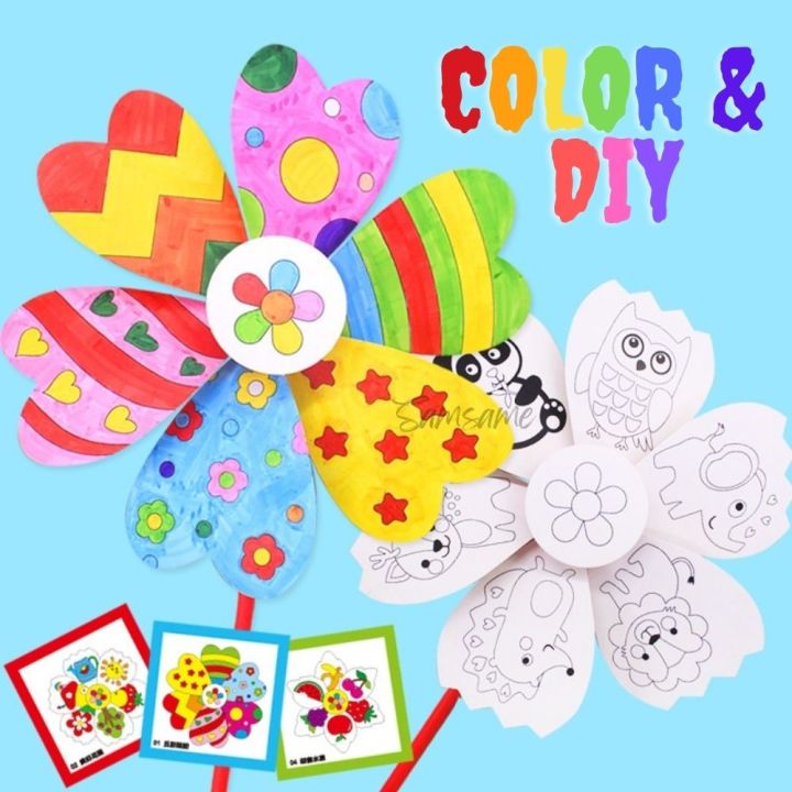 Windmill Coloring DIY Set Painting Kids Art Craft Playing Colouring ...