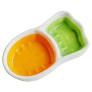 ER52858 Ferret Chinchilla Carrot Shaped Feeding Chewing Ceramic Hamster Bowl Water Drinker Food Dish Sauce Dish