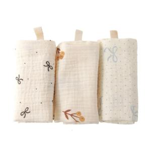 Shower Gift Set 3pcs Thick Cotton Baby Washcloths Gentle Bath Time Towels for Sensitive Skin 23cm Square Towel
