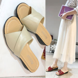 [Free Shipping] New womens slippers summer style peep-toe wedge sandals womens slip-on slippers sizes 36-42