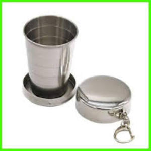 Gelas Lipat Outdoor Gelas Gantungan Kunci Stainless Steel