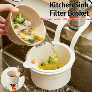 Hanging Sink Drain Basket Push-Type Hanging Basket Multi-Function Filter Storage Rack Faucet