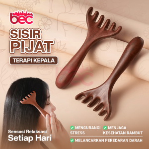 [BEC] Sisir Pijat Kepala Cakar 6 Motif Kayu Cendana Alat Terapi Wajah Meridian & Alat Drainase Limfatik