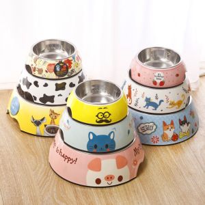 Pet Bowl Food Grade Stainless Steel Pet Bowl Cartoon Nano Dish Dog Bowl Food Bowl two-in-one dog bowl Pet bowl