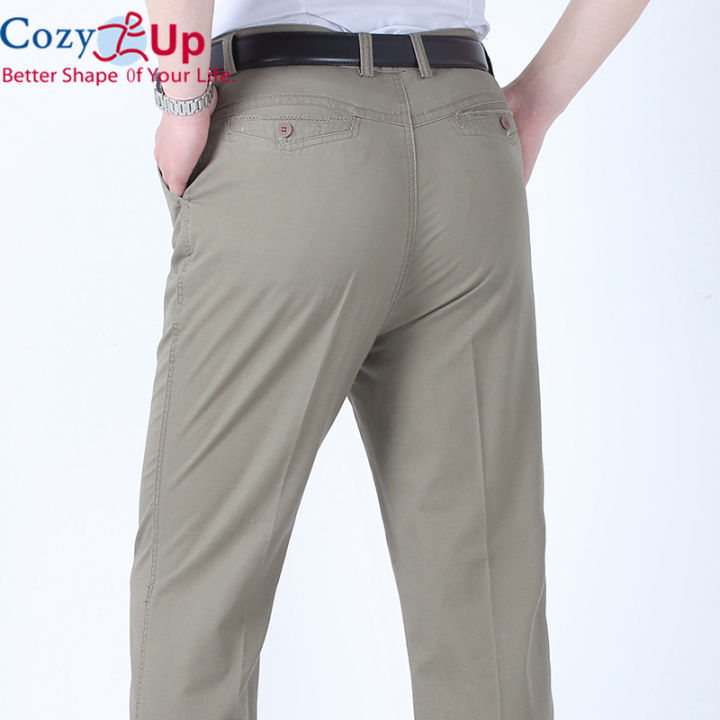 Cozy Up Men Chinos Long Pants Solid Color Soft Cotton Slim Straight Zip  Closure Lazada PH