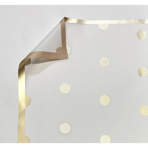 Isi 20 LEMBAR Kertas Buket Bunga Motif Polkadot List Gold Flower Wrapping Paper Polkadot Cellophane KB099
