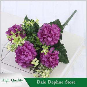 [Dale Dephne] 1 Bouquet 5 Heads Hydrangea Silk Flower Artificial Flower Holding Flowers Decor