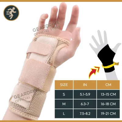 GEARDRIVE Carpal Tunnel Wrist Brace Support with Metal Splint Stabilizer - Helps Relieve Tendinitis Arthritis Carpal Tunnel Pain - Reduces Recovery Time for Men Women