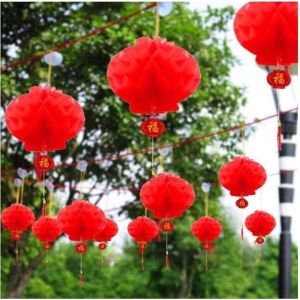 Set 10 Đèn lồng - Đèn lồng Nilon treo tết - Trang Trí Tết - Chất liệu không thấm nước