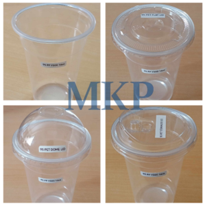 【100pcs】(8 12 16 22oz) 95mm PP (Y Cup) &【100pcs】 95mm PET FLAT/DOME/STRAWLESS/TALL FLAT Lid for Milk Tea