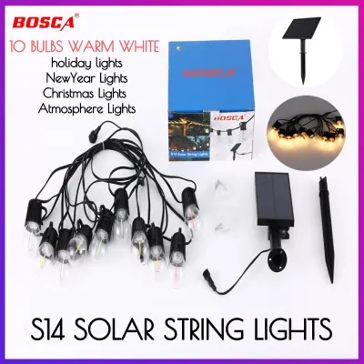BOSCA 10 Bubls S14 Outdoor Waterproof Solar String Lights Christmas Lights Ambient Light New Year Lights Holiday Lights BPT-081 Warm White RGB