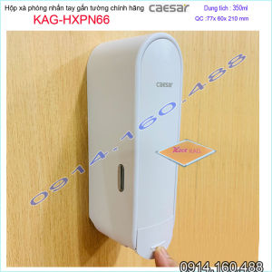 Hộp nhấn xà phòng KAG-HXPN66 Caesar chính hãng-Trắng-White bình xịt xà bông 350ml thiết kế sang trọng nhấn êm siêu bền