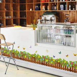 【Trending Now】 Design Classroom Layout Stairs Wall Decoration Kindergarten Double Sided Sticker Glass Pastoral Fresh Baseboard Flower