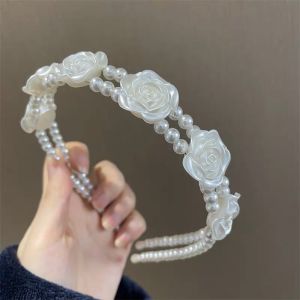 Cài tóc băng đô ngọc trai kết hợp hoa hồng và nơ xinh xắn phong cách tiểu thư TP25 yunyun29