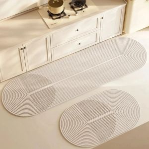 Japanese-style kitchen floor mat waterproof oil-proof wipeable no-wash wabi-sabi style non-slip anti-dirt household foot rug.