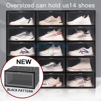 【Fans tone】6Pcs Large Flip-open Storage Box Foldable Stackable AJ Shoebox New Shoe Rack Shoe Cabinet Storage Organizer